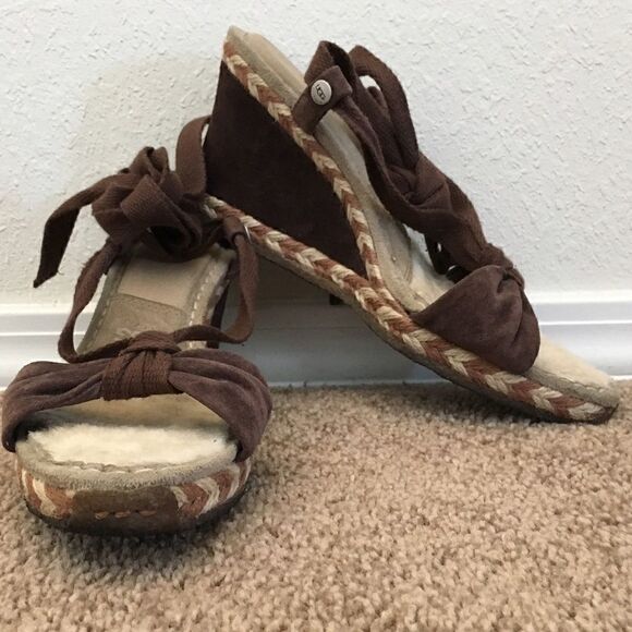 Ugg Amelie lace up wedges size 8 - Picture 3 of 6